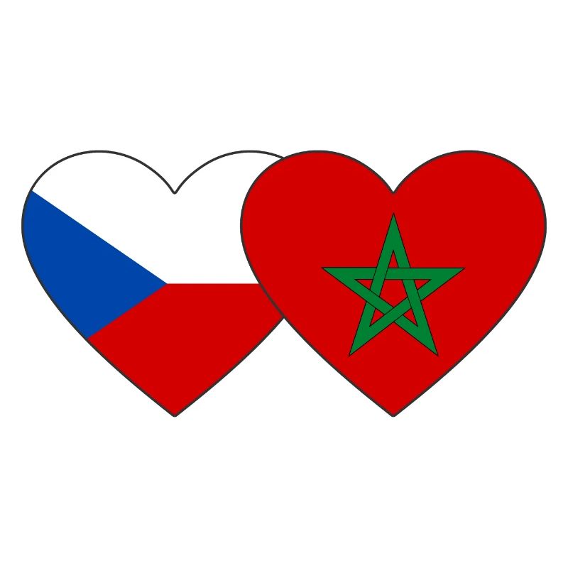 République tchèque Maroc Drapeau Coeur