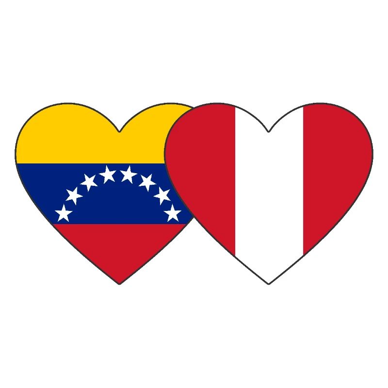 Venezuela Peru Flag Hands Heart Shape