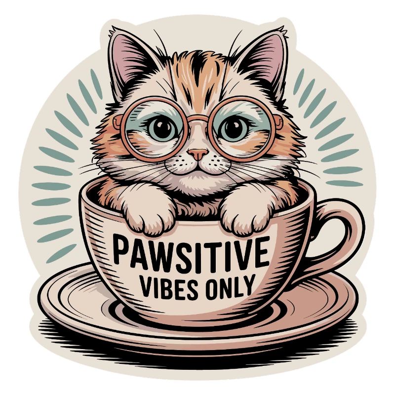 Pawsitive Vibes Only – Cat in a Cup