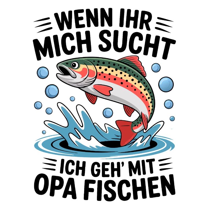 Angeln mit Opa mit springender Forelle