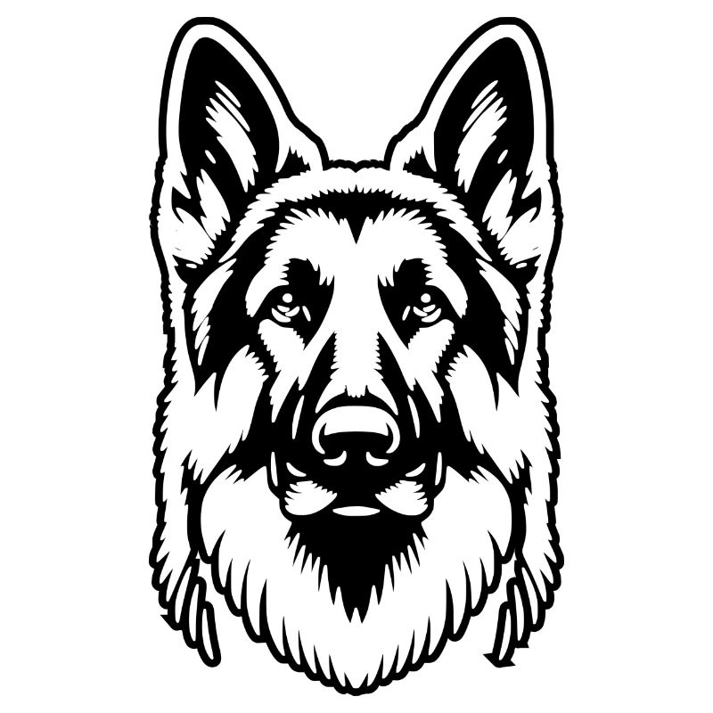 Deutscher Schäferhund schwarze Silhouette vom Kopf