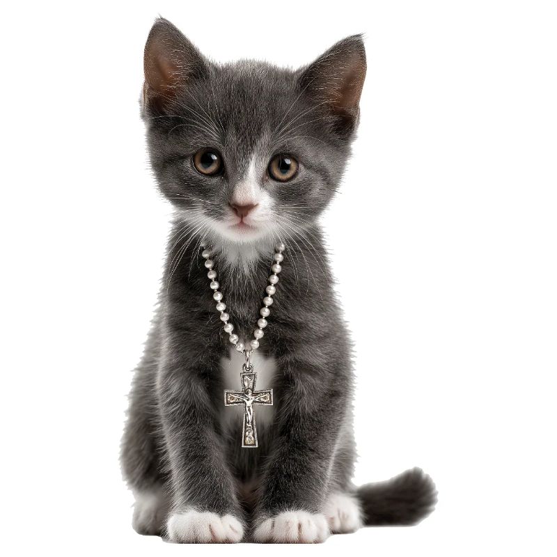 Collier croix de chat chrétien