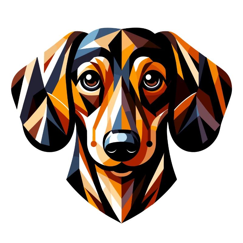 Colorful Dachshund: Geometric Low-Poly Artwork