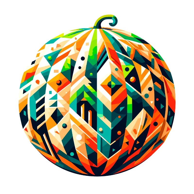 Geometric Melon: Aesthetic Low-Poly Art
