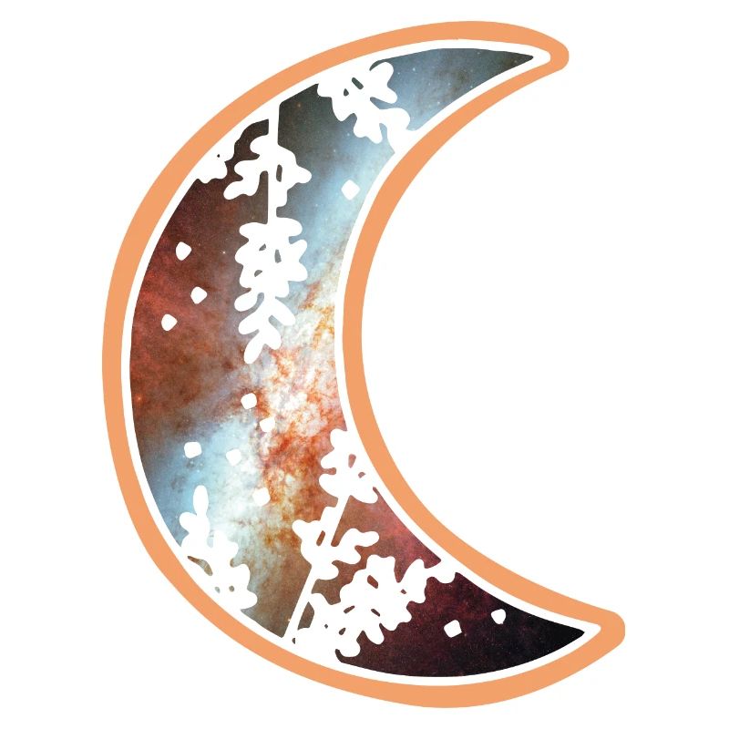Cute Magical Half Moon Doodle with Galaxy Stars