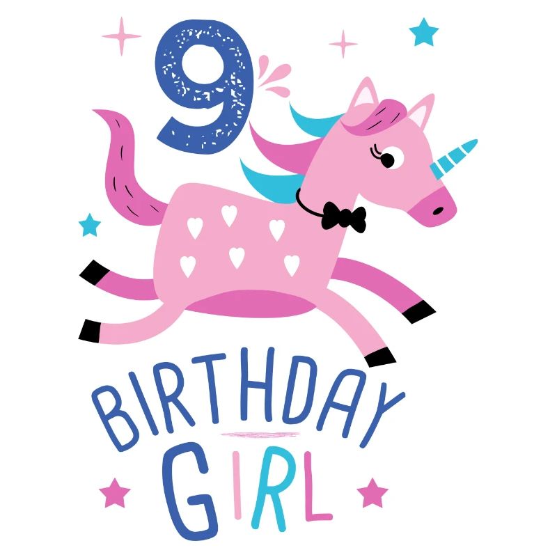 9. Geburtstag Mädchen 9 Jahre Licorn Einhorn