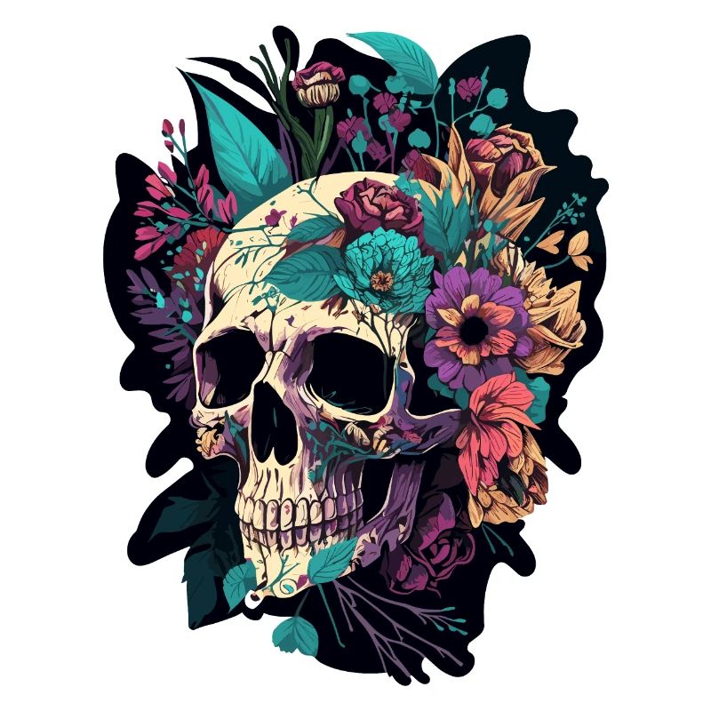 Menschlicher Schädel & Blumen 5