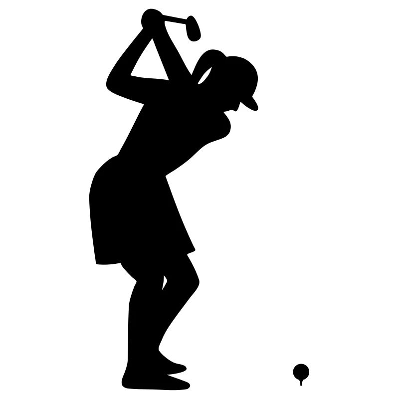 Golferin mit Golfball beim Abschlag