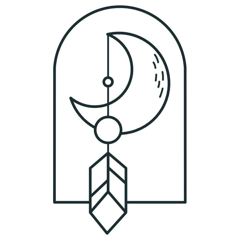 BOHO moon and drop feather on an arc