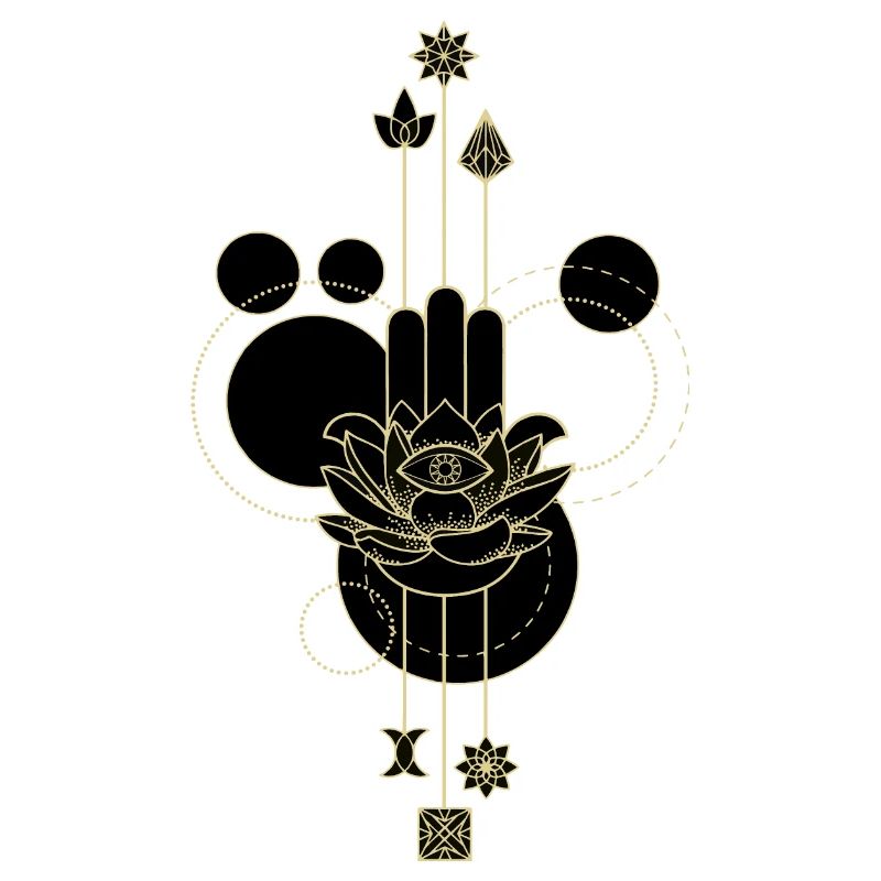 Main Hamsa dorée lotus éthéré