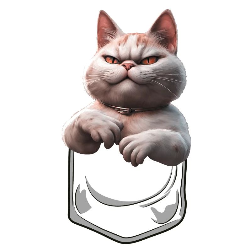Evil looking cat in breast pocket