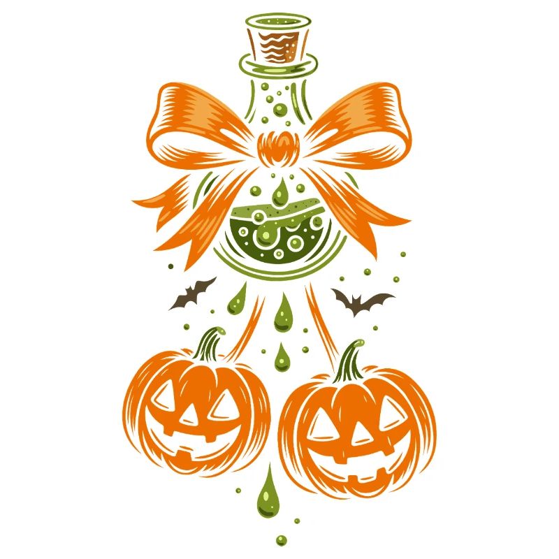 Halloween magic potion with pumpkins