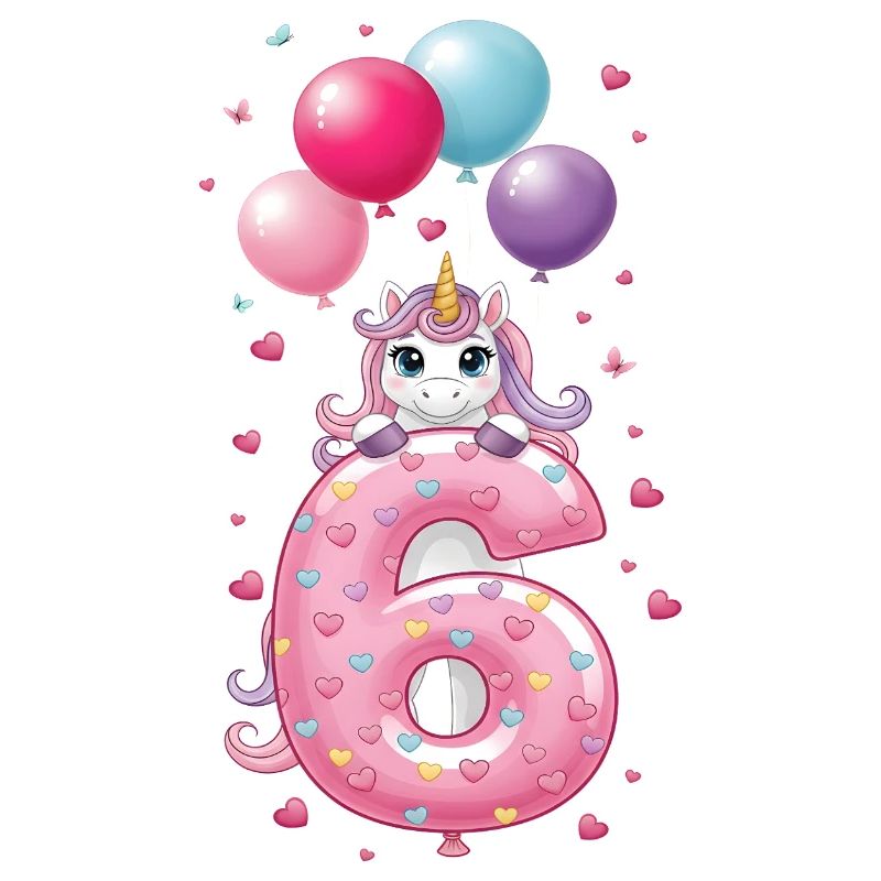 6 Jahre Mädchen Süßes Einhorn 6. Geburtstag