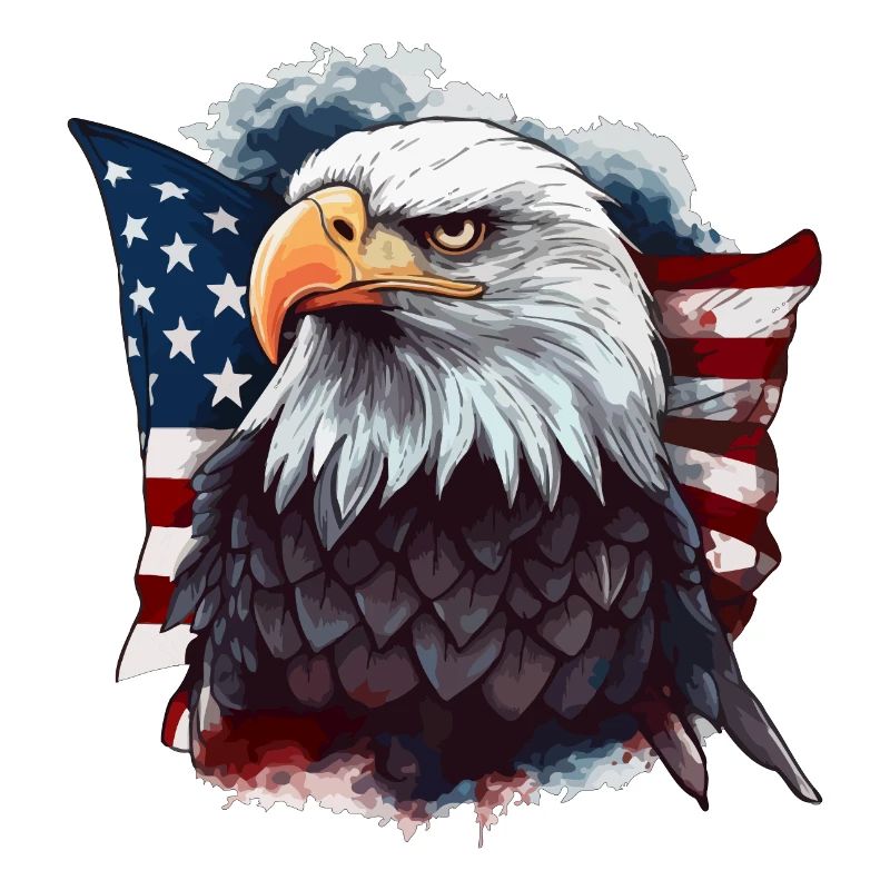 Pygargue à tête blanche américain avec drapeau des États-Unis