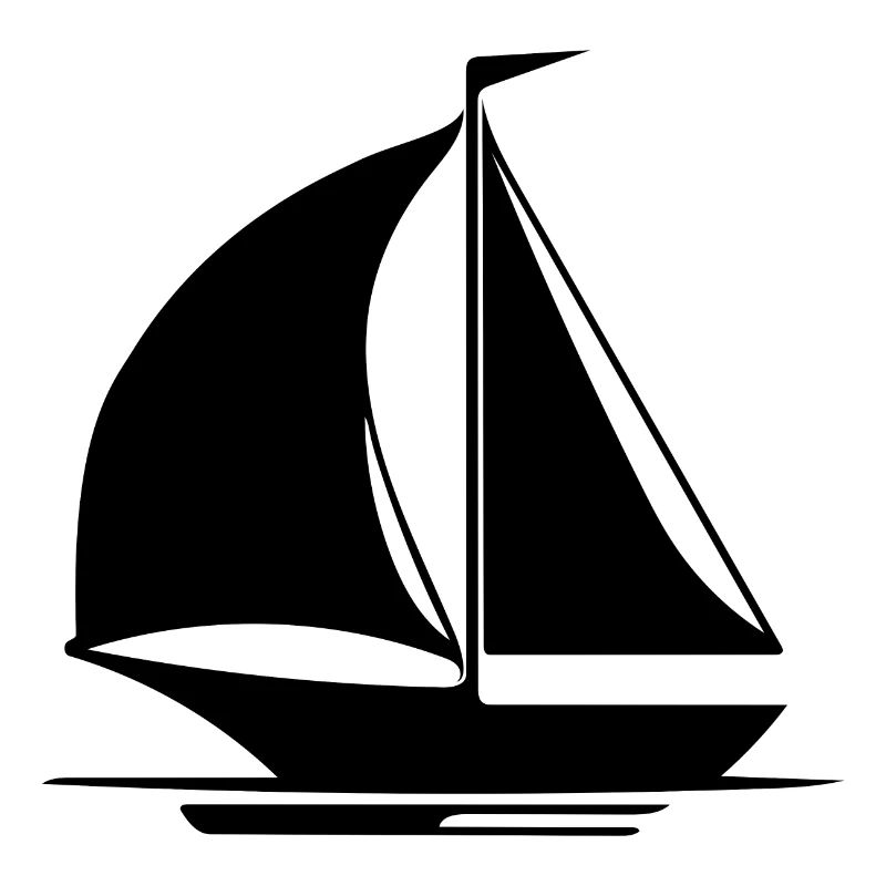 Sailing ship with mast, sails and flag
