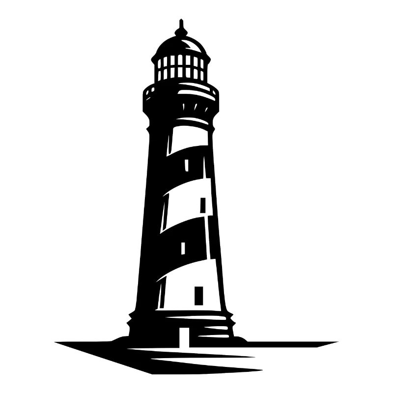 Striped lighthouse on the coast