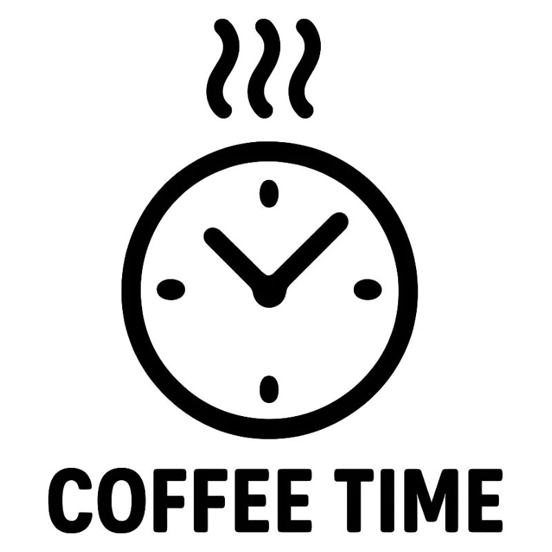 Coffee Time Clock Illustration