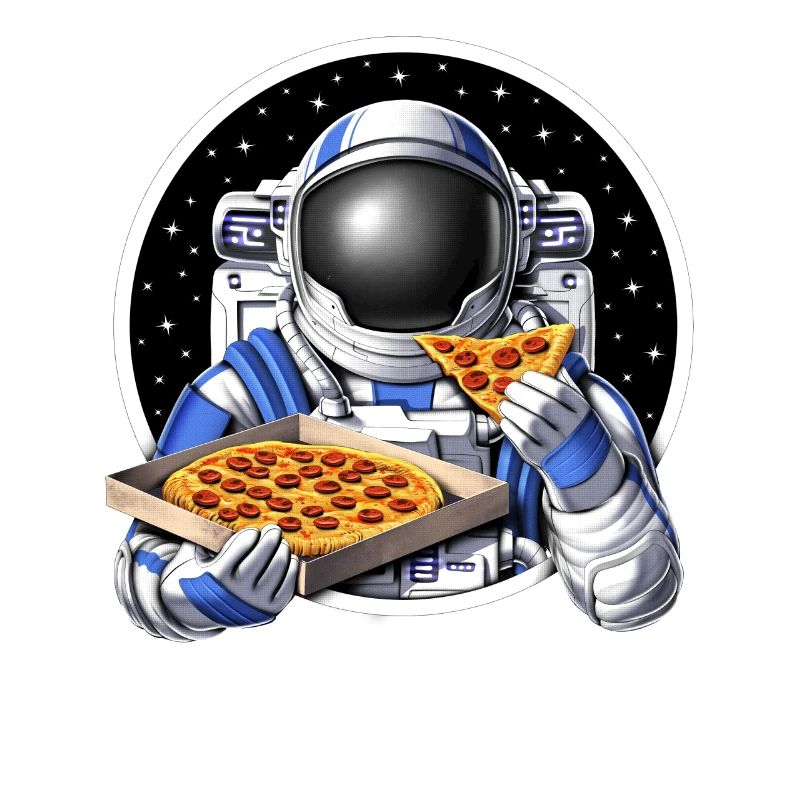 astronaute de l’espace mangeant de la pizza