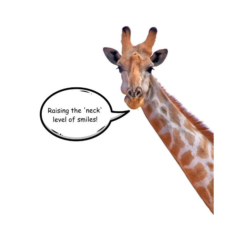 Giraffe mit ansteckendem Lächeln