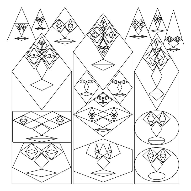 Three Tower Faces with Mountain Faces