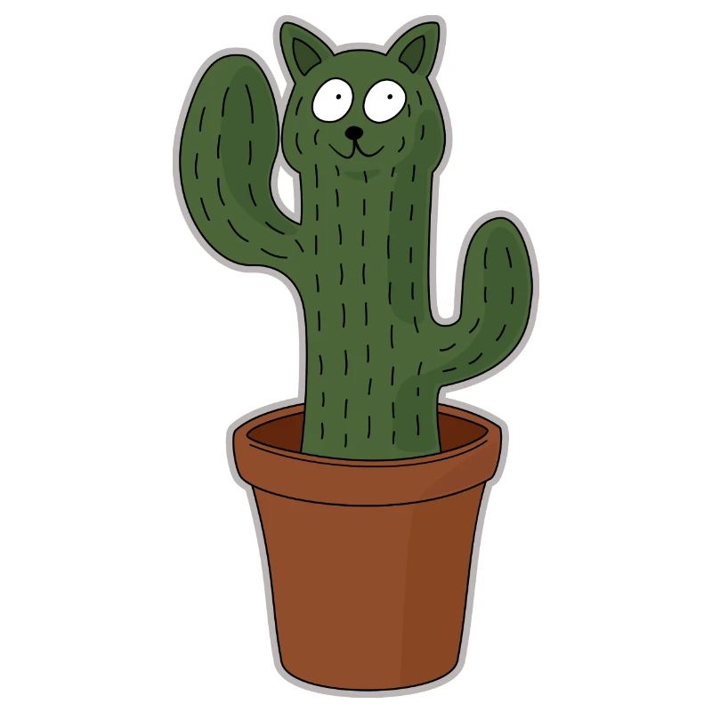 Chat comme cactus dans un pot de fleurs