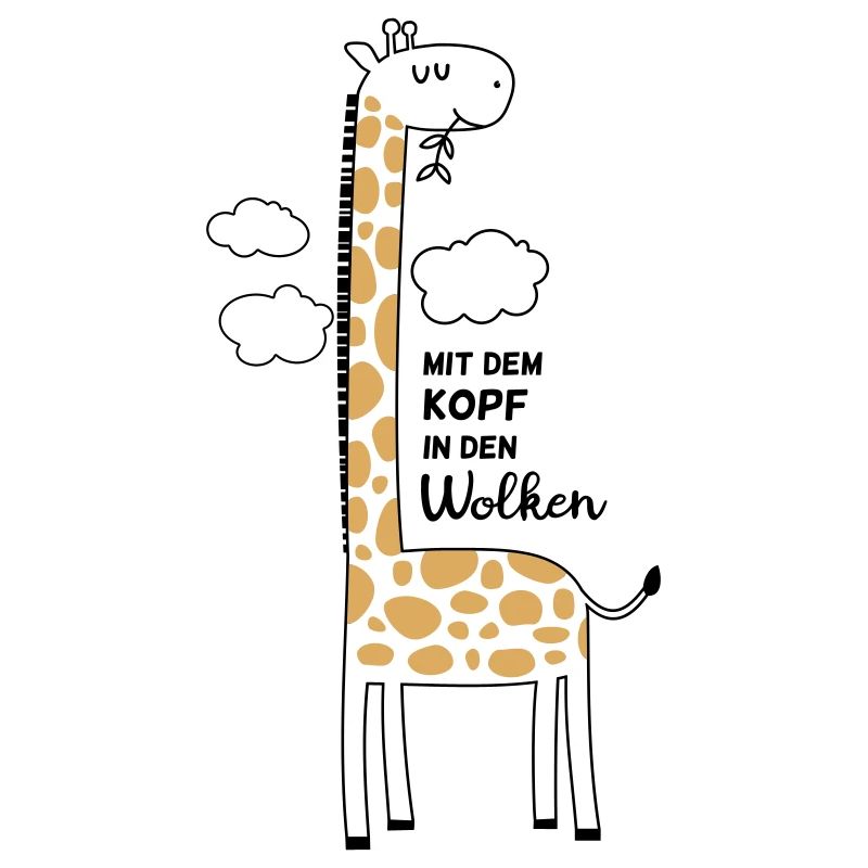 Giraffe mit dem Kopf in den Wolken