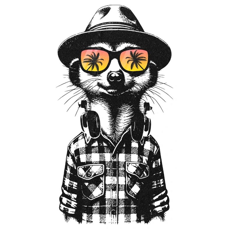 Hipster Erdmännchen mit Sonnenbrille & Kopfhörern