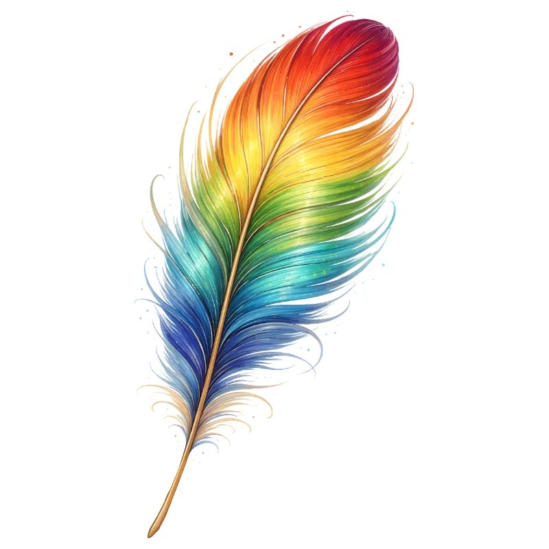 Bunte Feder Regenbogen Boho Design 