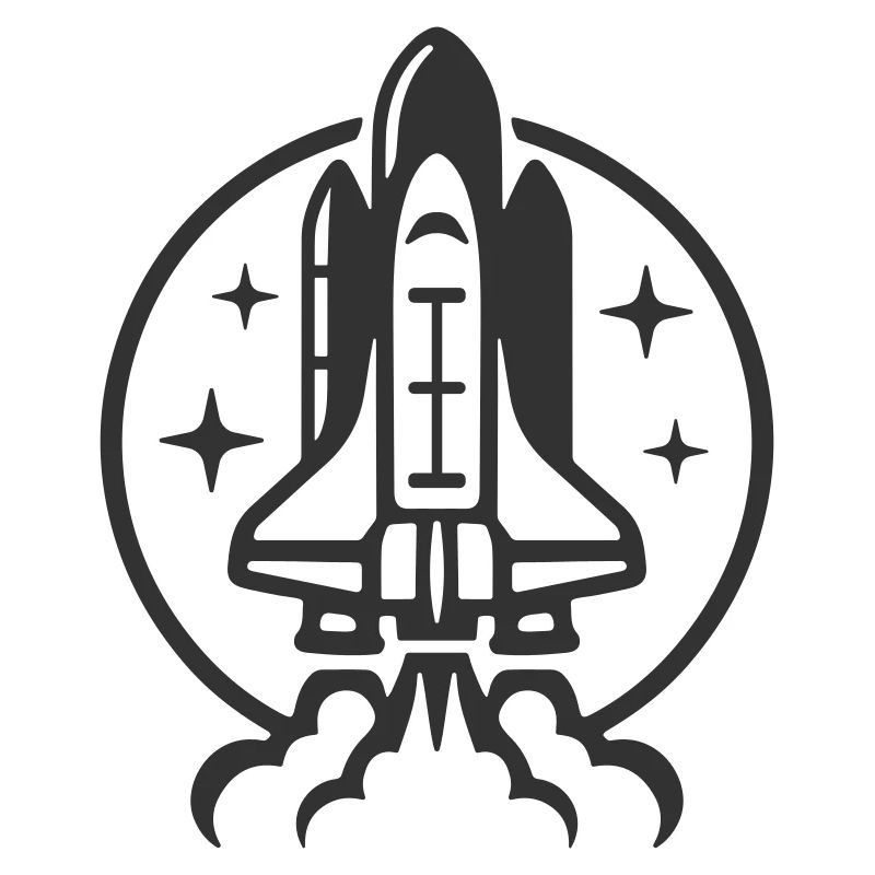 Space shuttle launch logo icon. Take off. Rocket