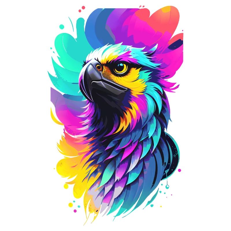 Aigle coloré dans le style splash art