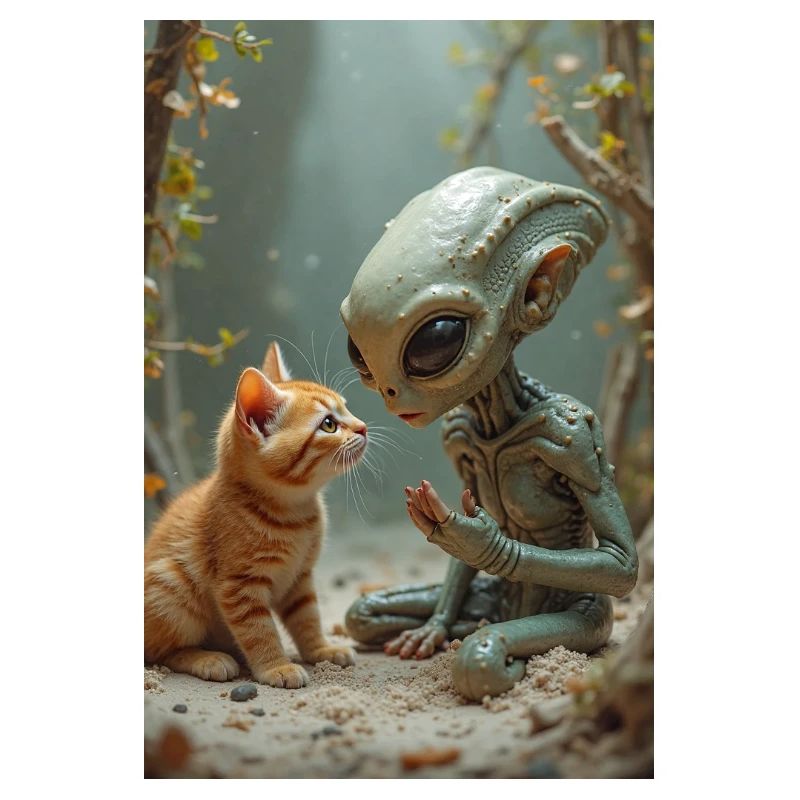 Créature extraterrestre avec chat compagnon