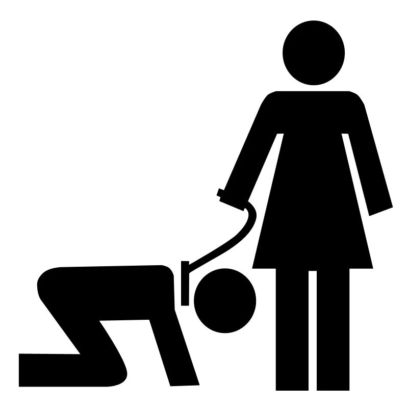 Frau mit Mann an der Leine