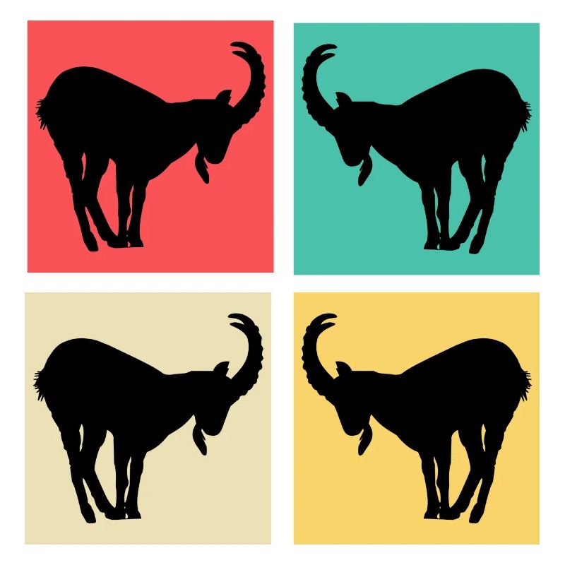 Steinbock Pop Art Bunt Farbig Schatten