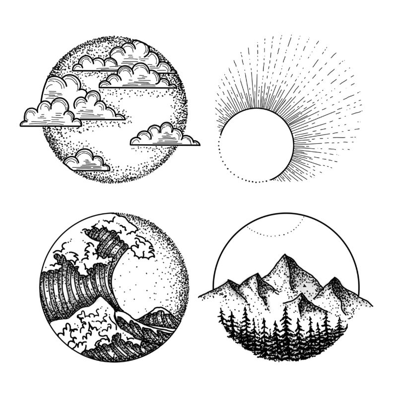 Elemente Zeichnung Desing Print Elements