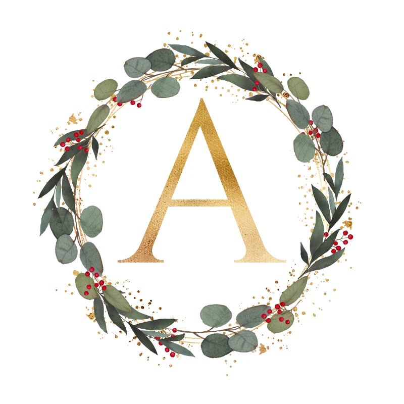 Customizable Monogram A Wreath