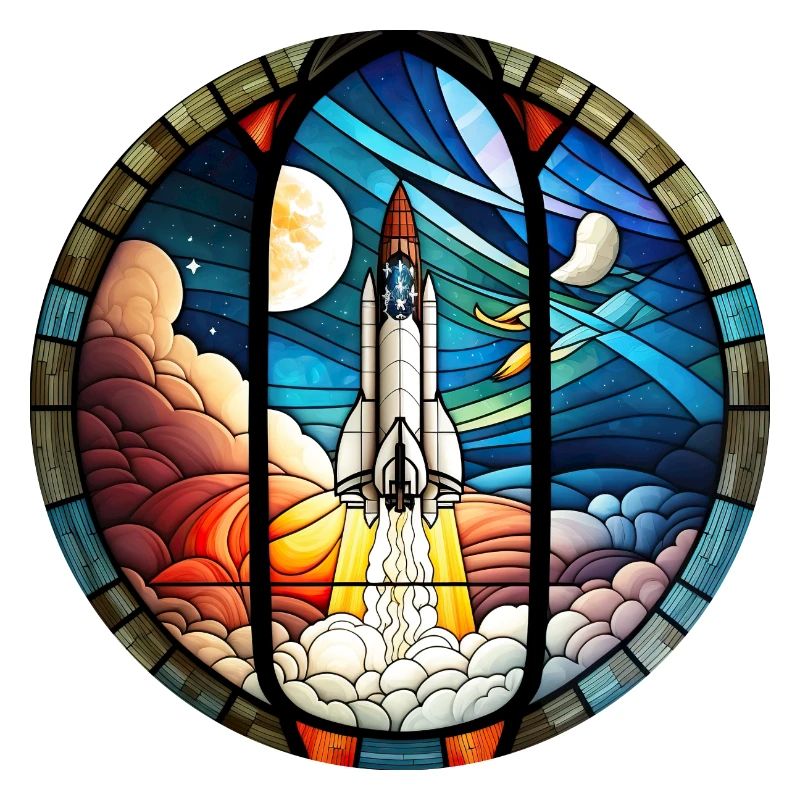 Rocket Space Rocket Launch Kirchenglass Buntglass