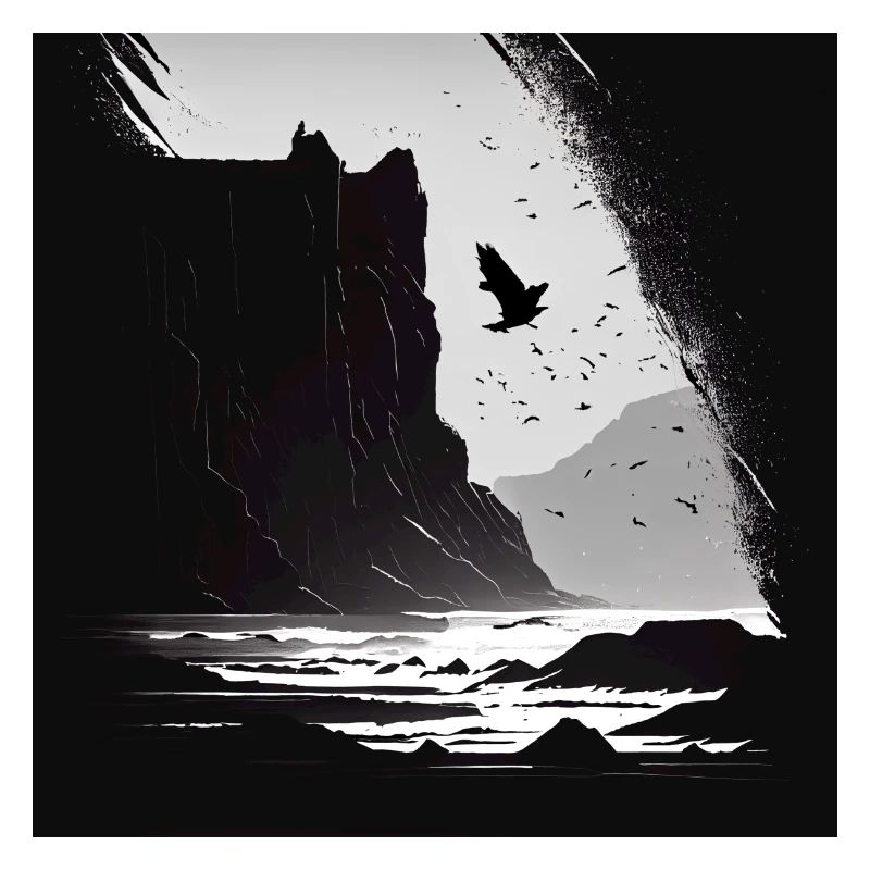 rough sea with cliffs
