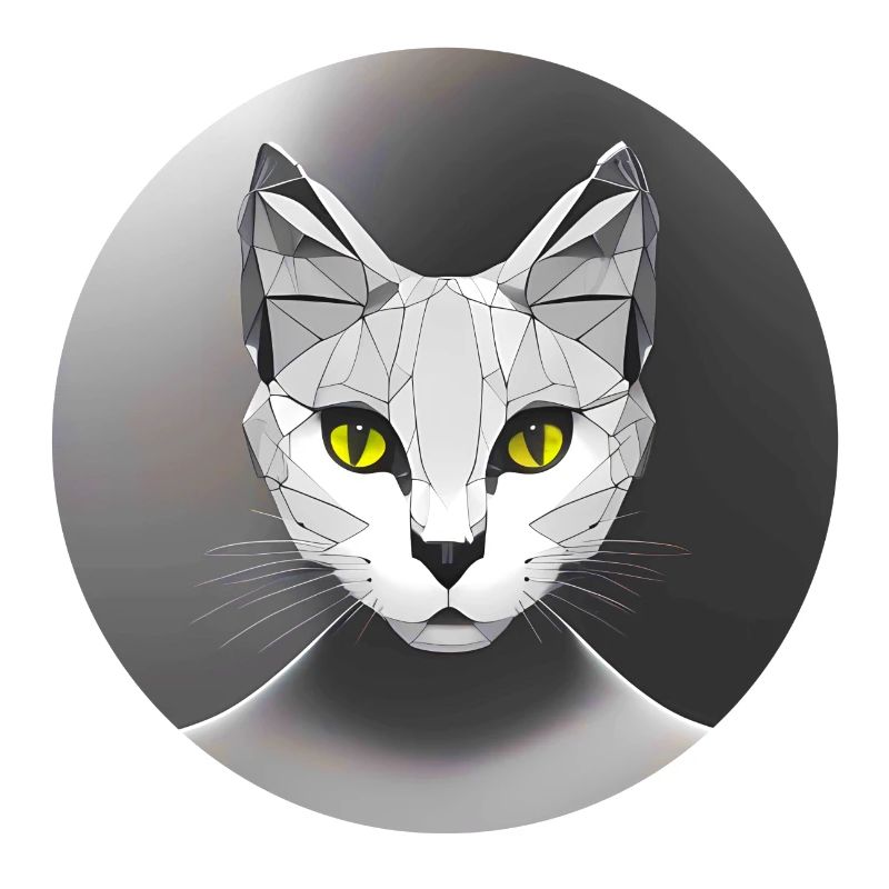 Cat as graphic Low Poly Art Circle black and white