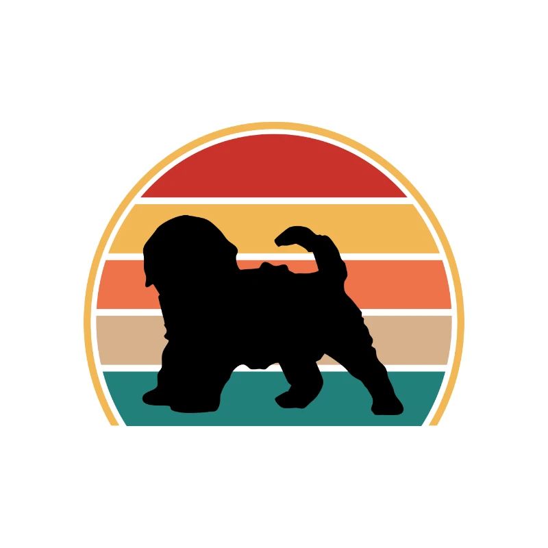 Cockapoo Dog Lover Silhouette Vintage Sunset