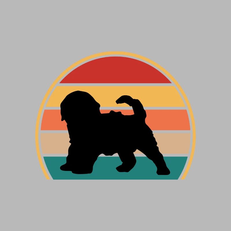 Cockapoo Dog Lover Silhouette Vintage Sunset