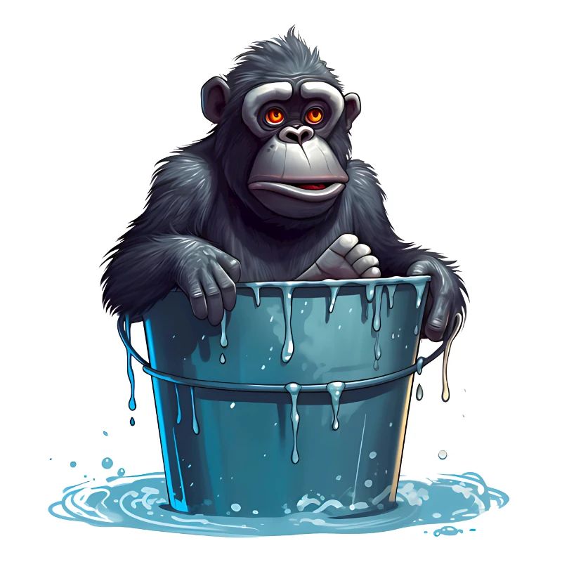 Monkey cooling off on hot summer day