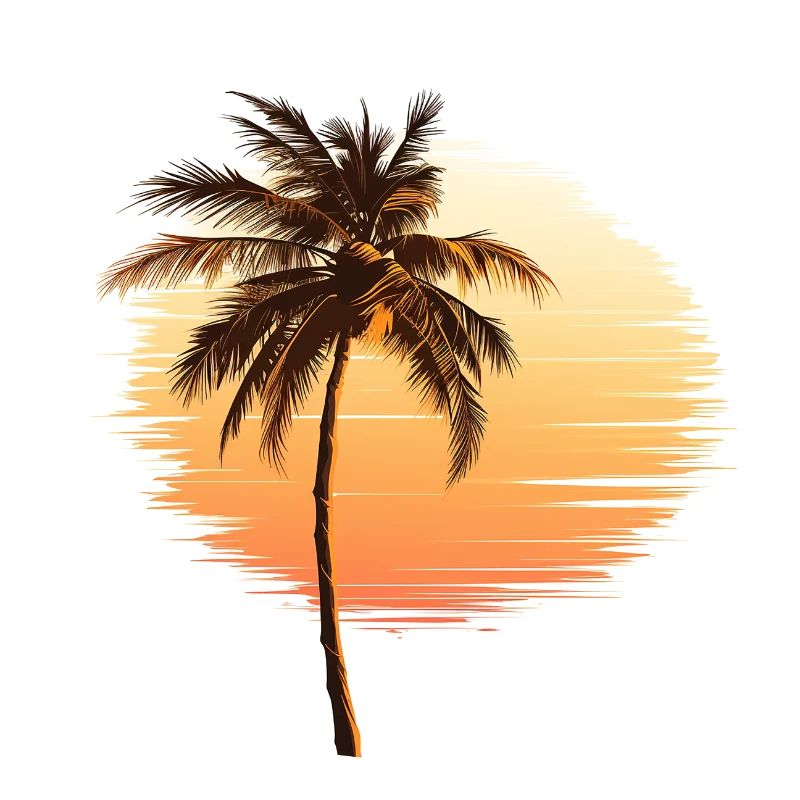 Tropical palm tree with summer sunset