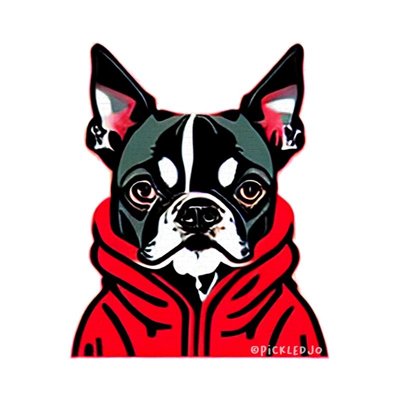 Boston Terrier Roter Kapuzenpullover Pop Art