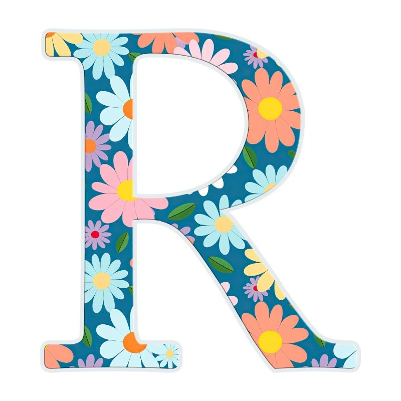 Customisable Monogram R Floral Pattern