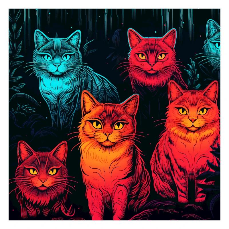 Neon neon style cat pattern