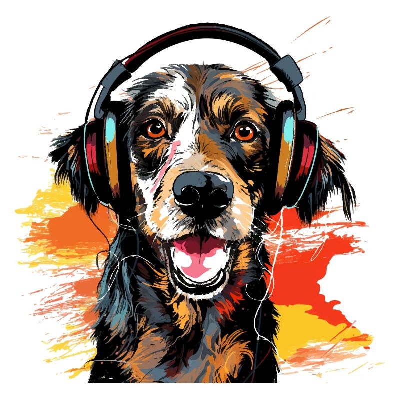 Witziger Hund mit Kopfhörer Hunde Design