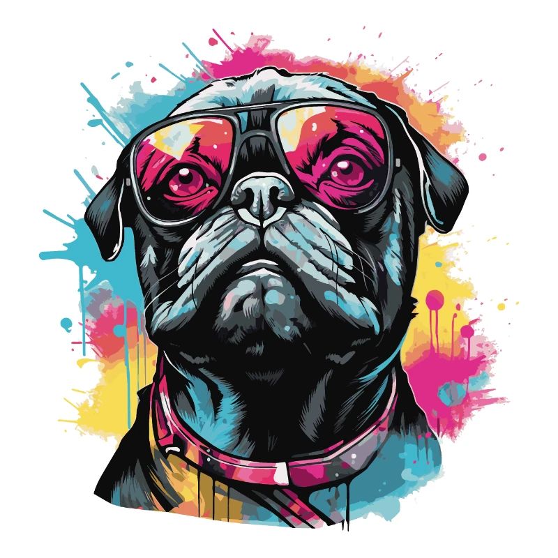 Mops Hund mit Sonnenbrille