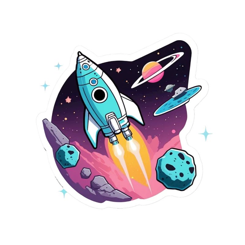 Rocket flying through space