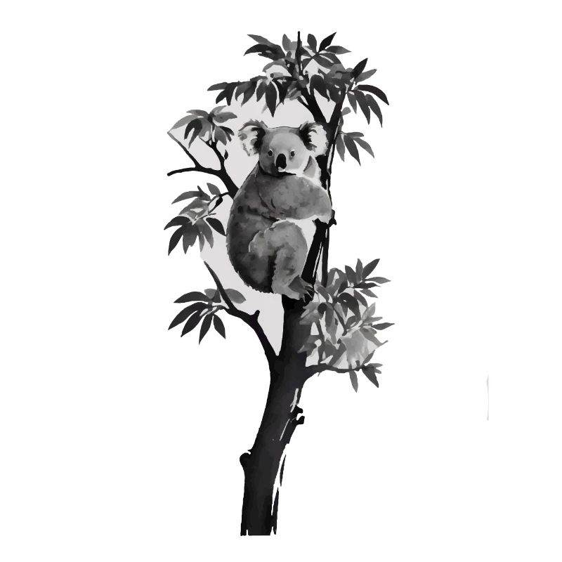 Silhouette eines Koalas, der sich an einen Baum