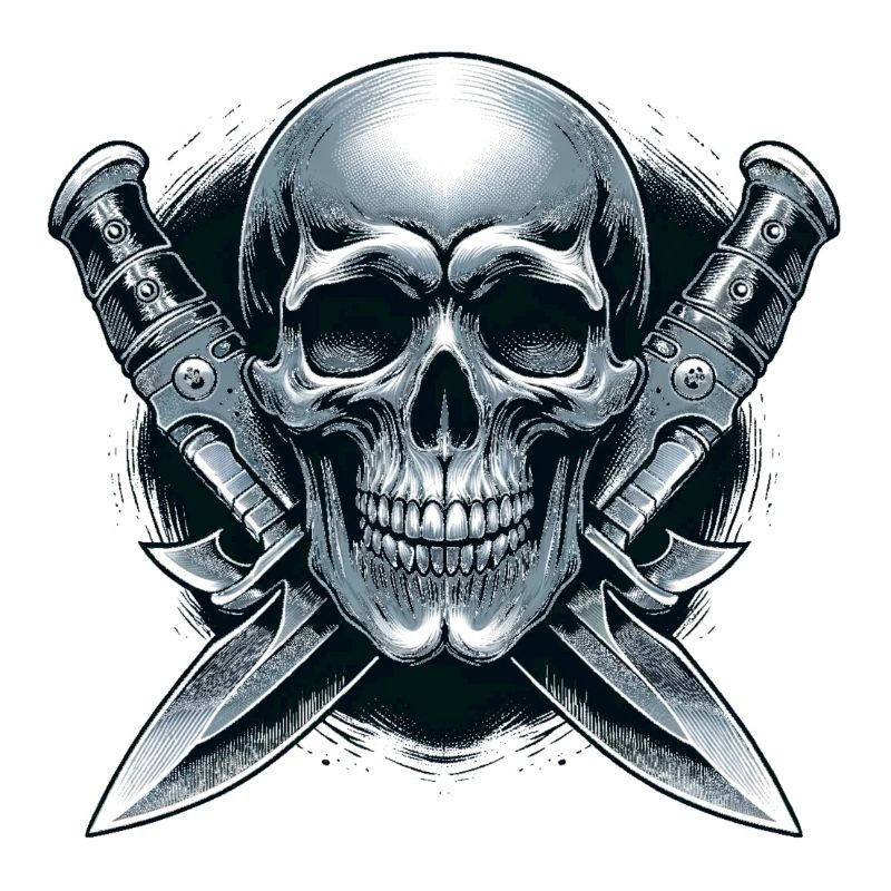 Twin Blades: Skull Between Daggers